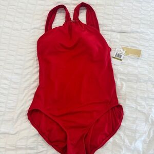 Michael Kors Red One Piece Bathing Suit New with Tags